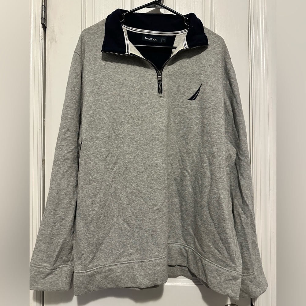 Nautica Men's Gray and Black Zip-Up Sweater